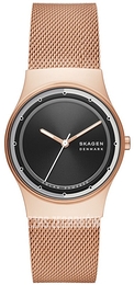 Skagen Sol Czarny/Stal w kolorze różowego złota Ø34 mm SKW3023