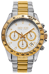 So & Co New York Monticello Biały/Stal w odcieniu złota Ø42 mm 5001A.1