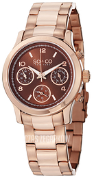 So & Co New York Madison Brązowy/Stal w kolorze różowego złota Ø38 mm 5012.4