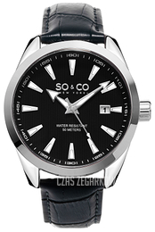 So & Co New York Madison Czarny/Skóra Ø43 mm 5039L.2