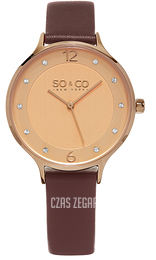 So & Co New York Madison Różowe złoto/Skóra Ø36 mm 5203.1