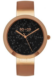 So & Co New York SoHo Czarny/Stal w kolorze różowego złota Ø38 mm 5249.2
