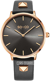 So & Co New York Madison Szary/Stal w kolorze różowego złota Ø35 mm 5522.4