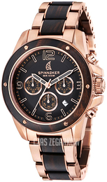 Spinnaker Vessel Czarny/Stal w kolorze różowego złota Ø44 mm SP-5027-22