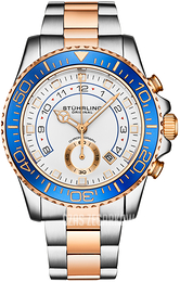 Stührling Original Aquadiver Biały/Stal w kolorze różowego złota Ø42 mm 3966.3