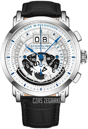 Stührling Original Pulsometer Srebrny/Skóra Ø44 mm 4013.1