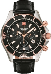 Swiss Alpine Military Nautilus Czarny/Skóra Ø46 mm 7040.9557