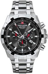 Swiss Alpine Military Star Fighter Czarny/Stal Ø46 mm 7043.9237