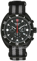 Swiss Alpine Military Turtle Czarny/Tkanina Ø44 mm 7066.9677