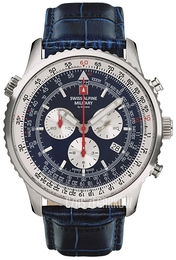 Swiss Alpine Military Spirit Niebieski/Skóra Ø45 mm 7078.9535