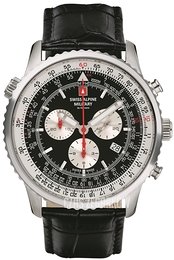 Swiss Alpine Military Spirit Czarny/Skóra Ø45 mm 7078.9537