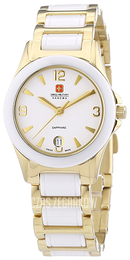 Swiss Military Dress Biały/Stal w odcieniu złota Ø26 mm 06-7168.7.02.001