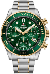 Swiss Military by Chrono Classic Zielony/Stal w odcieniu złota Ø46 mm SM34101.05