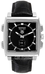 TAG Heuer Monaco Microtimer Czarny/Skóra 39x37 mm CW9110.FC6177