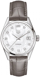 TAG Heuer Carrera Lady Biały/Skóra Ø36 mm WBK1318.FC8258