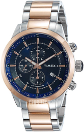 Timex Niebieski/Stal w kolorze różowego złota Ø46 mm TW000Y415