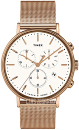 Timex Biały/Stal w kolorze różowego złota Ø41 mm TW2T37200
