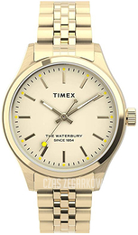 Timex Kremowy/Stal w odcieniu złota Ø34 mm TW2U23200D7