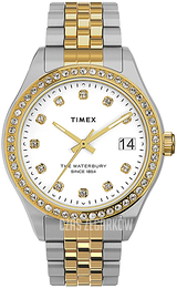 Timex Biały/Stal w odcieniu złota Ø34 mm TW2U53900