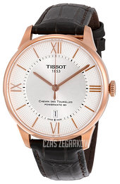 Tissot Chemin Des Tourelles Automatic Gent Srebrny/Skóra Ø42 mm T099.407.36.038.00