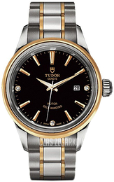 Tudor Style Czarny/18 karatowe żółte złoto Ø28 mm M12103-0006