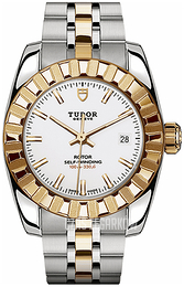 Tudor Classic Date Biały/18 karatowe żółte złoto Ø28 mm 22013-0004