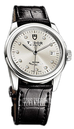 Tudor Glamour Date Srebrny/Skóra Ø36 mm 55000-SDIDSBLS