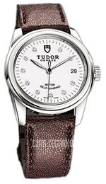 Tudor Glamour Date Biały/Skóra Ø36 mm 55000-WDIDBRJLS