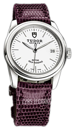 Tudor Glamour Date Biały/Skóra Ø36 mm 55000-WIDPRLZS