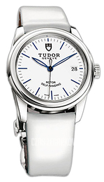 Tudor Glamour Date Biały/Skóra Ø36 mm 55000-WIDWPLSP