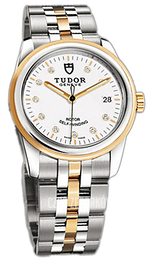 Tudor Glamour Date Biały/18 karatowe żółte złoto Ø36 mm 55003-68053-WDIDSTL
