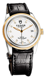 Tudor Glamour Date Biały/Skóra Ø36 mm 55003-WDIDSBLS