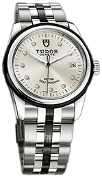Tudor Glamour Date Srebrny/Czeramiczna Ø36 mm 55010N-68050N-SDIDSTL