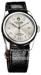 Tudor Glamour Date Srebrny/Skóra Ø36 mm 55010N-SDIDBLZS