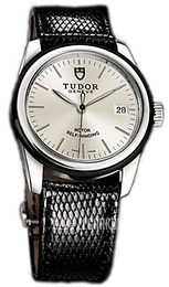 Tudor Glamour Date Srebrny/Skóra Ø36 mm 55010N-SIDBLZS