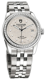 Tudor Glamour Date Srebrny/Stal Ø36 mm 55020-68050-SLDIDSTL