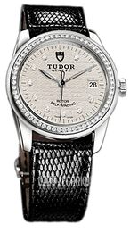 Tudor Glamour Date Srebrny/Skóra Ø36 mm 55020-SDIDBLZSP