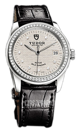 Tudor Glamour Date Srebrny/Skóra Ø36 mm 55020-SDIDSBLSP
