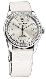 Tudor Glamour Date Srebrny/Skóra Ø36 mm 55020-SDIDWLZS