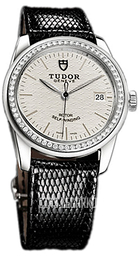 Tudor Glamour Date Srebrny/Skóra Ø36 mm 55020-SIDBLZSP
