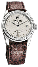 Tudor Glamour Date Srebrny/Skóra Ø36 mm 55020-SIDBRJLSP