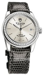 Tudor Glamour Date Srebrny/Skóra Ø36 mm 55020-SIDGLZS