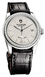 Tudor Glamour Date Srebrny/Skóra Ø36 mm 55020-SIDSBLSP