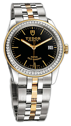 Tudor Glamour Date Czarny/18 karatowe żółte złoto Ø36 mm 55023-68053-BIDSTL