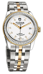 Tudor Glamour Date Biały/18 karatowe żółte złoto Ø36 mm 55023-68053-WDIDSTL