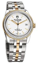 Tudor Glamour Date Biały/18 karatowe żółte złoto Ø36 mm 55023-68053-WIDSTL