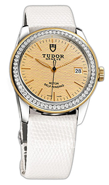 Tudor Glamour Date Szampański/Skóra Ø36 mm 55023-CHIDWLZSP