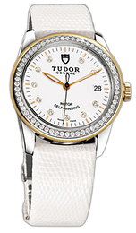 Tudor Glamour Date Biały/Skóra Ø36 mm 55023-WDIDWLZS