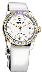 Tudor Glamour Date Biały/Skóra Ø36 mm 55023-WDIDWPLS