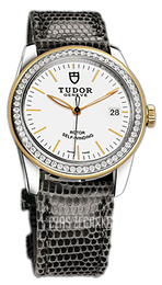 Tudor Glamour Date Biały/Skóra Ø36 mm 55023-WIDGLZS